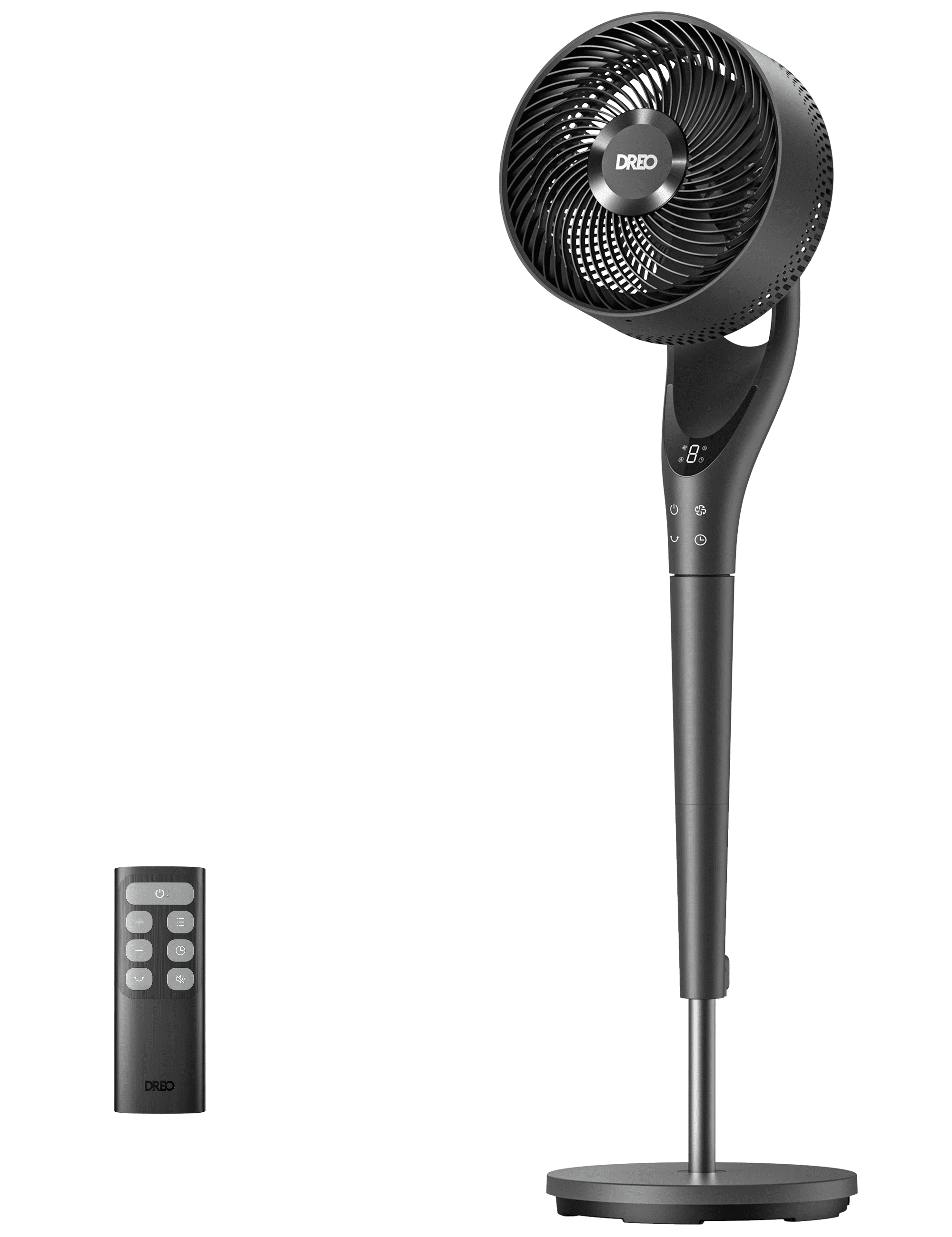 DREO Pedestal Fan for Bedroom, 90-degree Oscillating Standing Fan, Quiet Floor Fan with DC Motor, 95ft of Air Flow, 9 Speeds, 3 modes, 25dB, 120-degree Manual Tilt, Adjustable Height, Timer, Remote