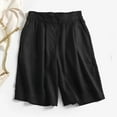 thumbnail image 3 of Lenpel Bermuda Shorts for Women Elastic High Waisted Wide Leg Pleated Knee Length Shorts Loose Casual Shorts, 3 of 5