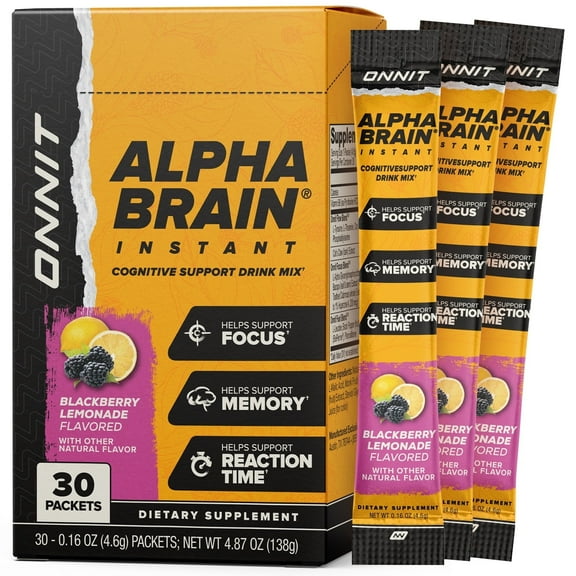 ONNIT Alpha BRAIN® Instant Drink Mix, Blackberry Lemonade, 30 Packets