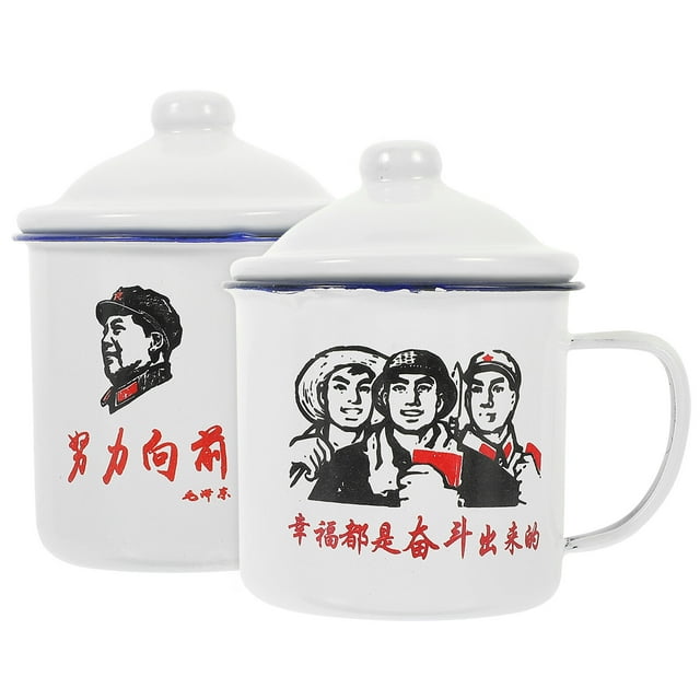 2 piezas Copa de té de esmalte para el hogar Copa de agua de esmalte Copa creativa para beber