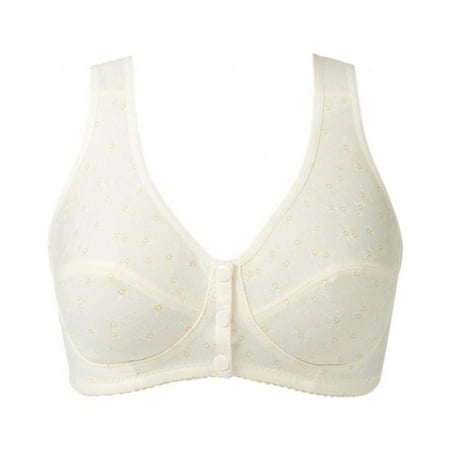 Thin Bra Summer Bra Front Button Bra Wireless Lingerie Solid Color Bra Women Bra Middle Elderly Age Bra U-Back Vest Bra Sports Bra Nursing Bra Wire Free Bra
