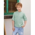 thumbnail image 3 of Arshiner Boys Cotton Linen Henley Shirt Button Down Shirt Long Sleeve T Shirt Beach Shirt Tee Casual Solid Tops, 3 of 3
