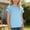 h-Blue1061266, variant on Shirts Girls Fashion Casual Tops With Ruffle Hem And Pull String Detail O-Neck Solid Color Short Sleeve Tee For Everyday Wear Versatile Streetwear