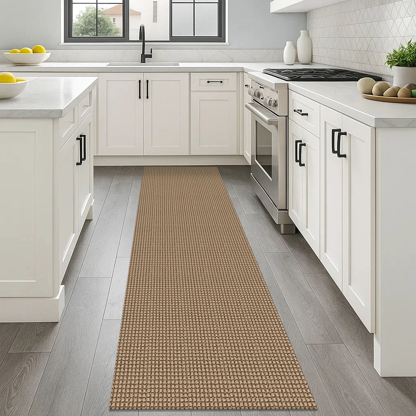 Glattice Runner Rug 2x6 Boho Washable Runner for Hallway Cotton Rubber Backed Kitchen Runner Braided Indoor Floor Carpet Runners for Entryway/Hallway/Kitchen/Bedroom, Orange/Tan/Brown