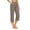 Coffee, variant on Ladies' Cotton Linen Seven Quarter Pants High Waist Casual Solid Color