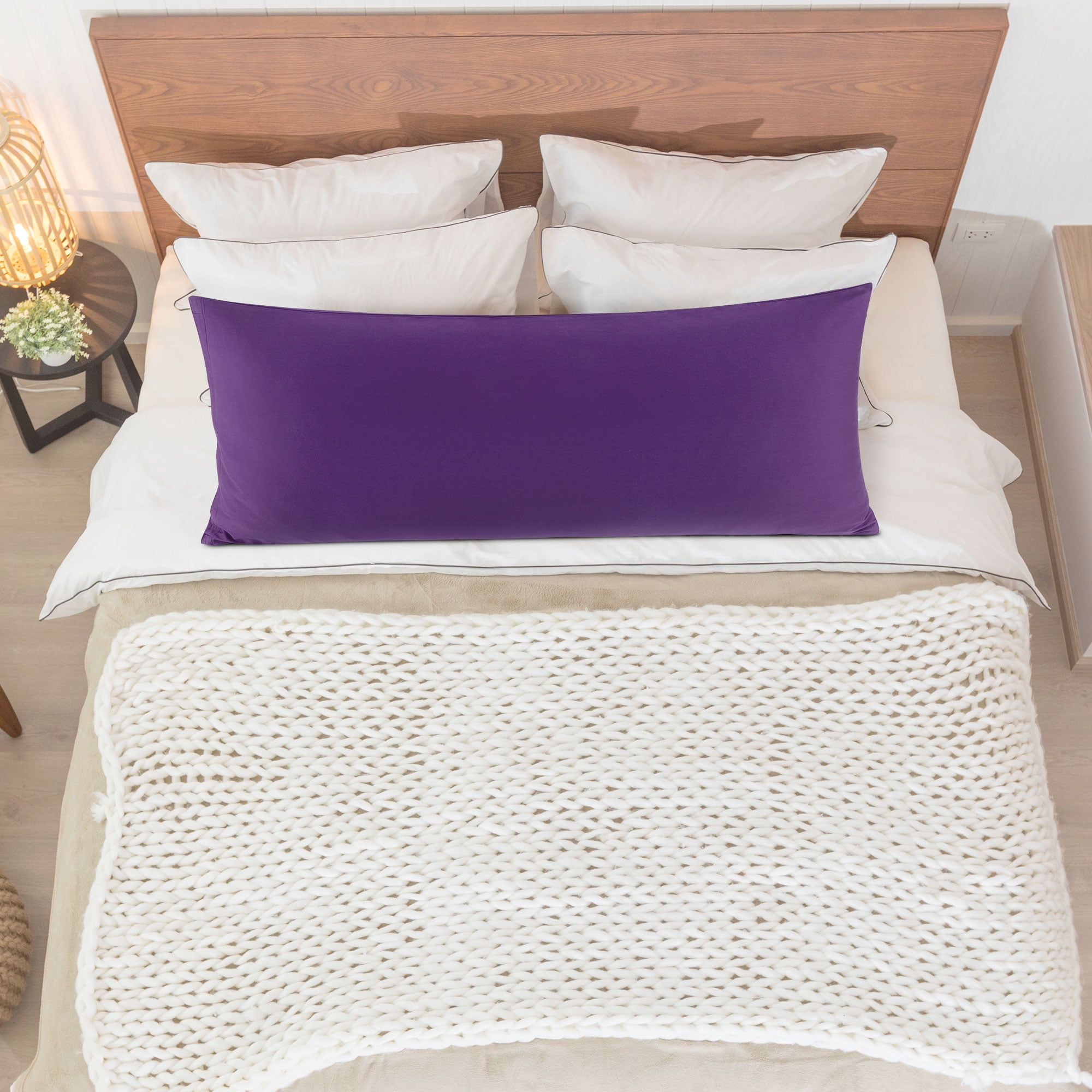Unique Bargains Cotton Zipper Closure Breathable Body Pillowcase Grape 20"x54"
