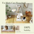 thumbnail image 5 of Pefilos 59" Modern Cat Tree Tower with 2 Flower Perches, Condo, Wicker Basket Bed, Boho Cat Furniture with Real Branch Scratching Post, White, 5 of 8