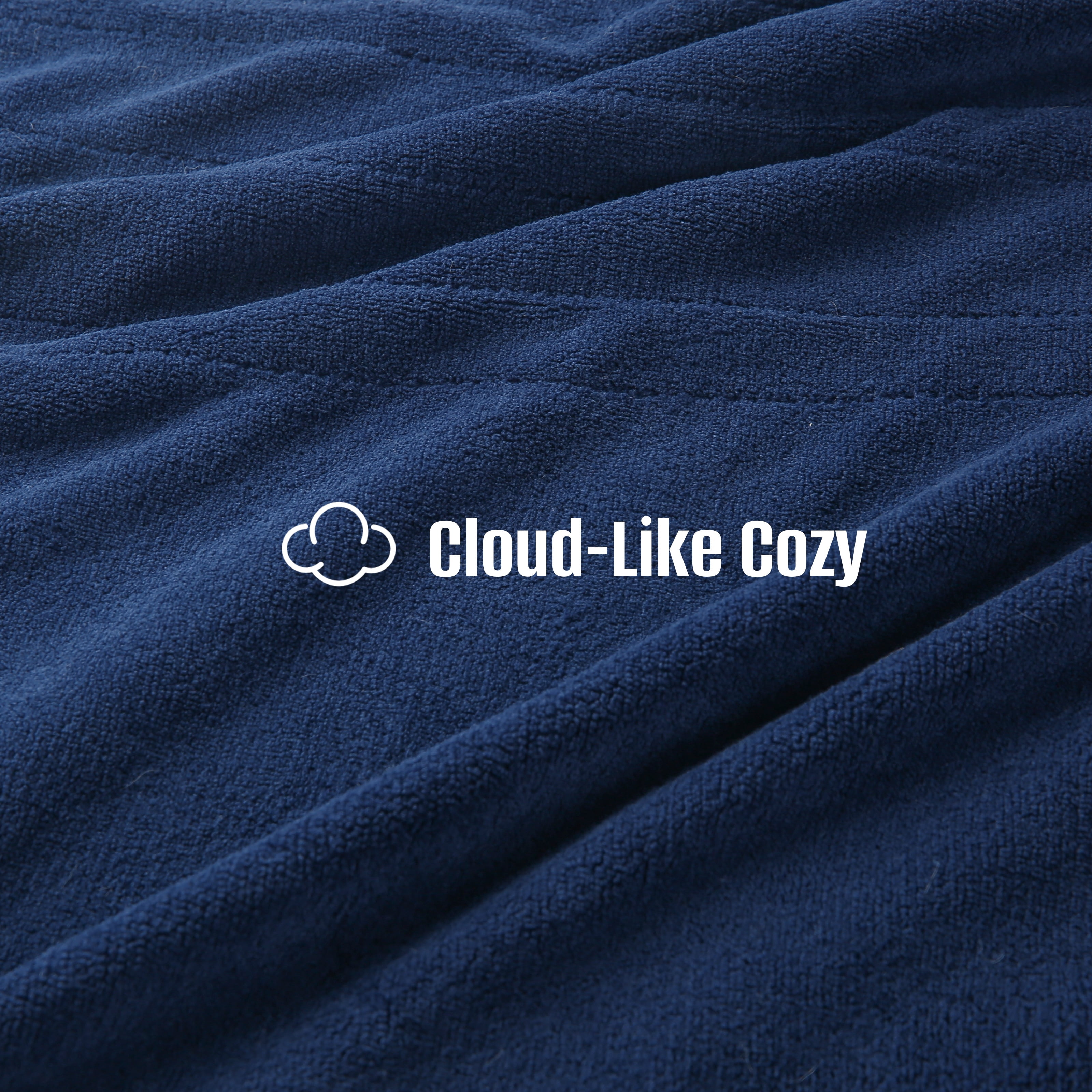 YAKEE Electric Heated Blanket 90"x100" King Size with Dual Control, 4 Heat Levels, 10-Hour Auto-off, Soft Coral Fleece, Overheat Protection, Dark Blue