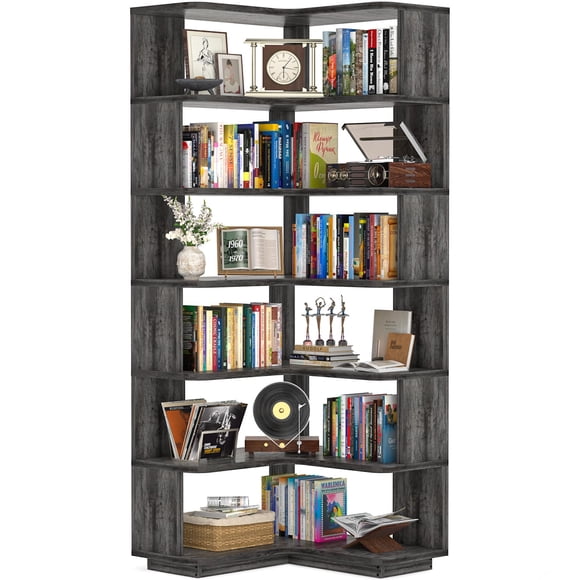 Estantería de esquina Armocity, 7 niveles, Etagere, roble gris