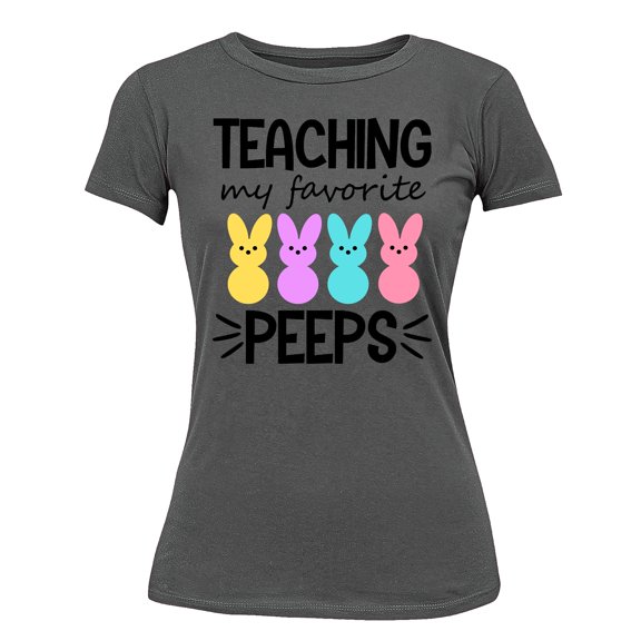 Easter Teaching My Favorite Peeps Egg Hunting Christian School Event Women's T-shirt, 3XL, Charcoal