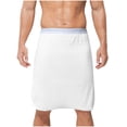thumbnail image 5 of KeShDi Shorts Men Bathrobe Sleep Bottoms Microfiber Pajamas Sleepy Skirts Cover Up Man Solid-Color Loose Casual Unnoticeable Pajamas Crotch Underwear Nightgown Skirt-Pants White 2X, 5 of 5