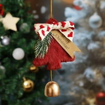 Loyerfyivos Christmas Tree Bell Ornaments,Plush Pendant Christmas Decoration Pendant,Christmas Tree Shape Hanging Plush Pendant and Gold Jingle Bell Gifts for Christmas Party Door Wall Decor (Red)