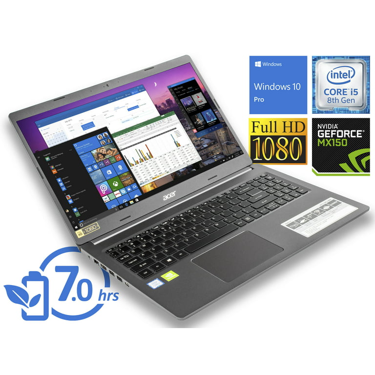 Grisling thespian Ansvarlige person Acer Aspire 5 Notebook, 15.6" FHD Display, Intel Core i5-8265U Upto 3.9GHz,  8GB RAM, 512GB NVMe SSD + 1TB HDD, NVIDIA GeForce MX250, HDMI, Wi-Fi,  Bluetooth, Windows 10 Pro - Walmart.com