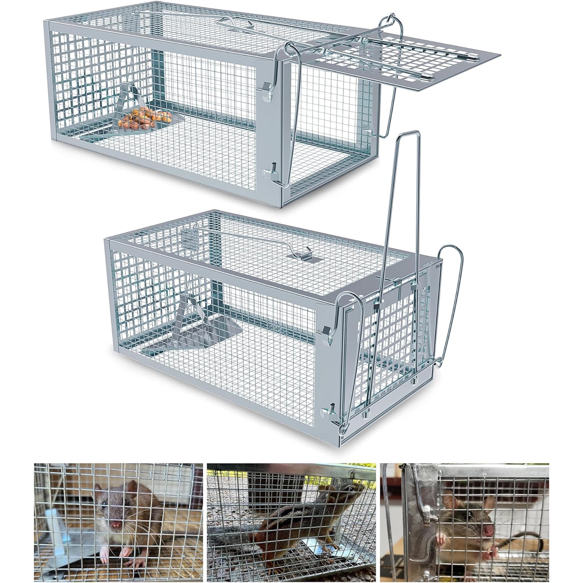 2 Packs Humane Rat Mouse Trap Outdoor Live Animal Cage Indoor & Outdoor