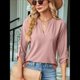thumbnail image 4 of Blusas Elegantes e Informales para Mujer, Camisetas de 3/4 con Cuello en V y Mangas Enrollables. Rosa Grisáceo L, 4 of 10