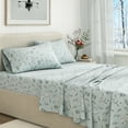 thumbnail image 5 of Great Bay Home Winter Floral Flannel Sheet Set - 100% Turkish Cotton - Double Brushed - Queen, Snowy Botanical, 5 of 6