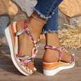 thumbnail image 4 of Rokment Boho Platform Wedge Dress Sandals for Women 2026 Beach Summer Ethnic Colorful Linen Sole Memory Foam Espadrilles High Heels Slingback Sandals A Size 6, 4 of 7