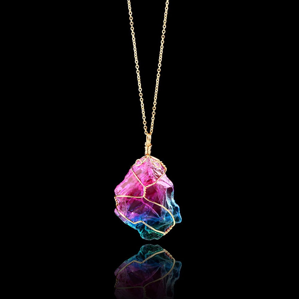 Rainbow Chakra Jade Swarvoski Crystal Healing Heart Necklace 