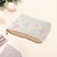 thumbnail image 3 of Unique Bargains 1 Pc Portable Embossment Butterfly Makeup Bag Polyester Beige Blue Large, 3 of 5