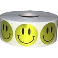 thumbnail image 1 of Gold Metallic Happy Face School Stickers | 1" inch Round - 500 Pack | InStockLabels.com, 1 of 2