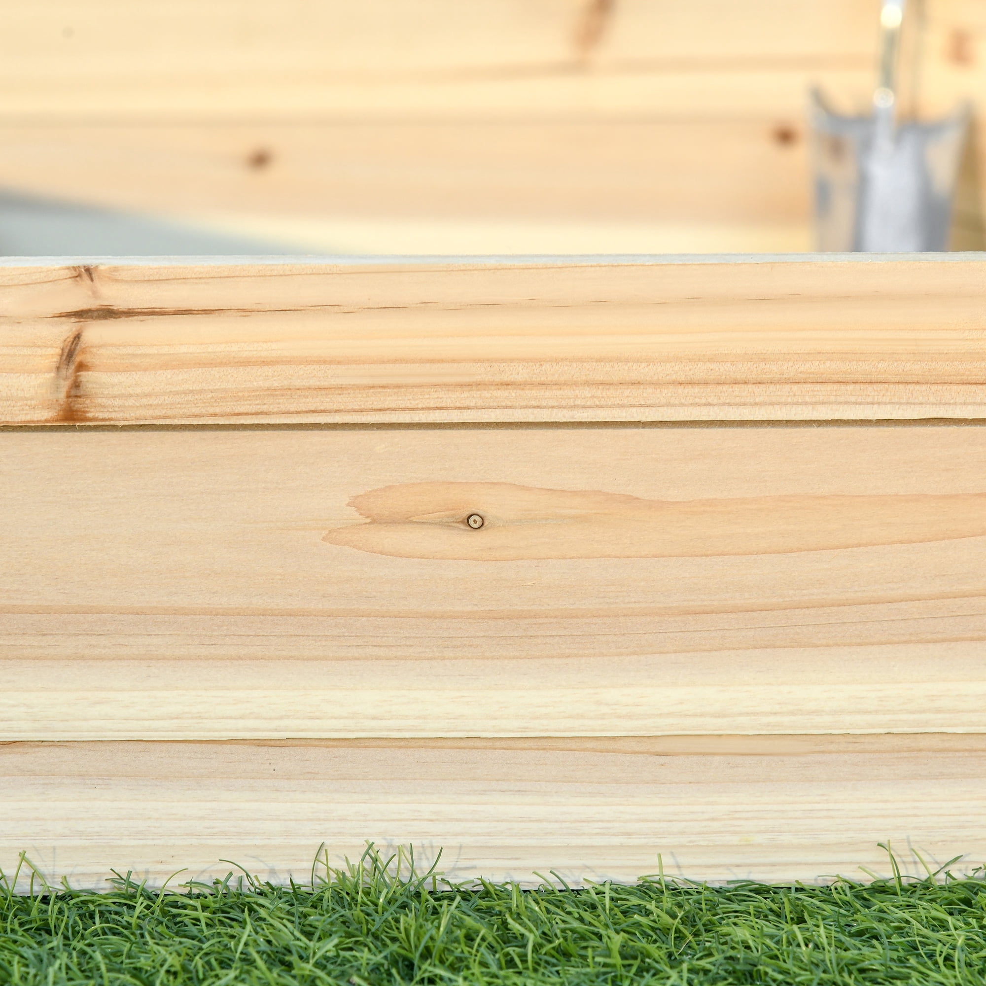 Wooden Raised Garden Bed, Hexagon Screwless Planters for Outdoor Plants, Vegetables, Flowers, Herbs, 39" x 36" x 6", Natural Wood