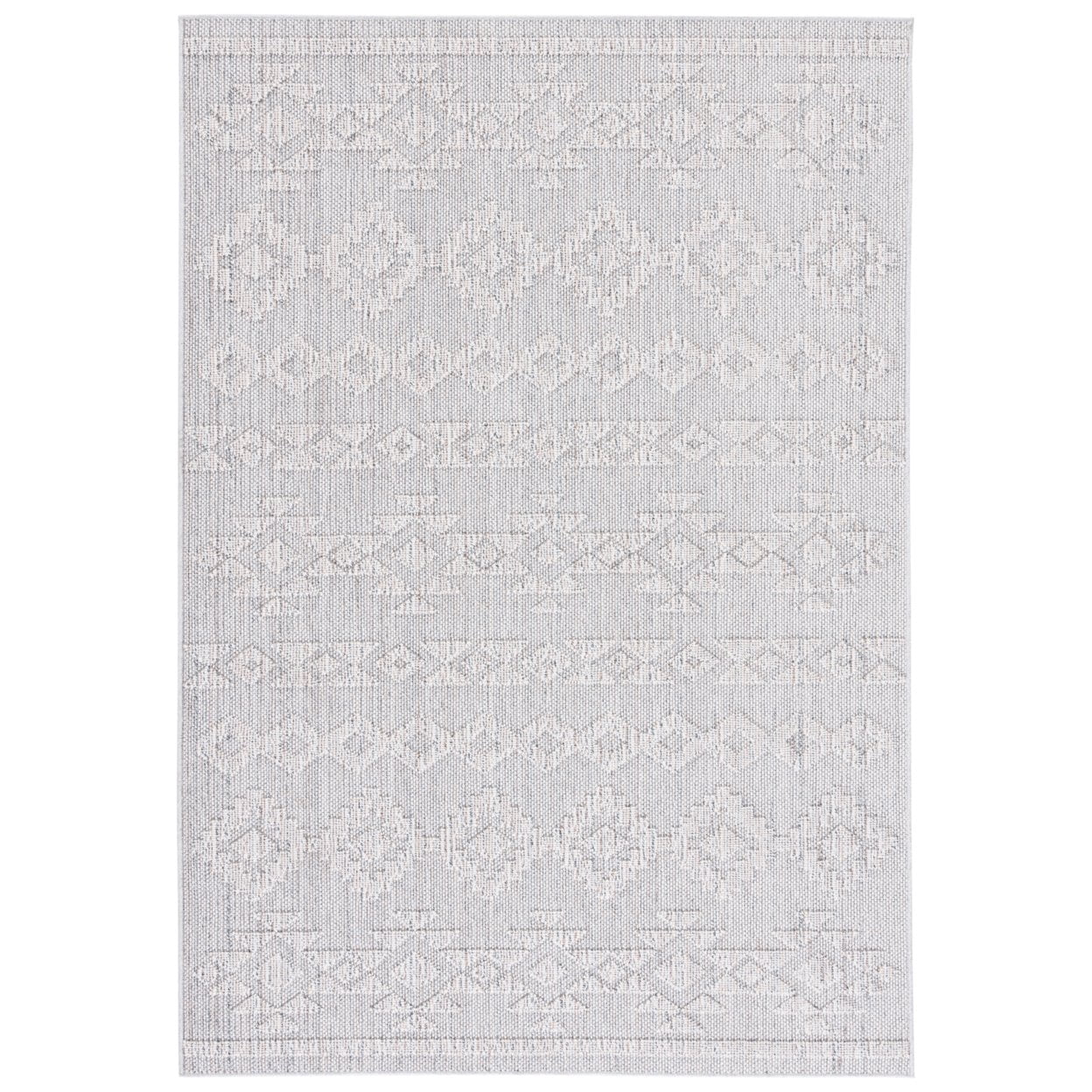 SAFAVIEH Global Caitriona Diamond Indoor/Outdoor Area Rug, Grey/Beige, 6'7" x 6'7" Round