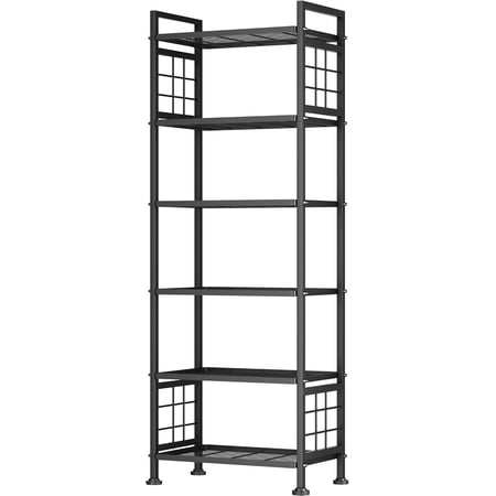 6-Wire Standing Storage Shelf, Metal Shelving Unit Pantry Rack for Laundry Kitchen Bathroom Organizer(Black)