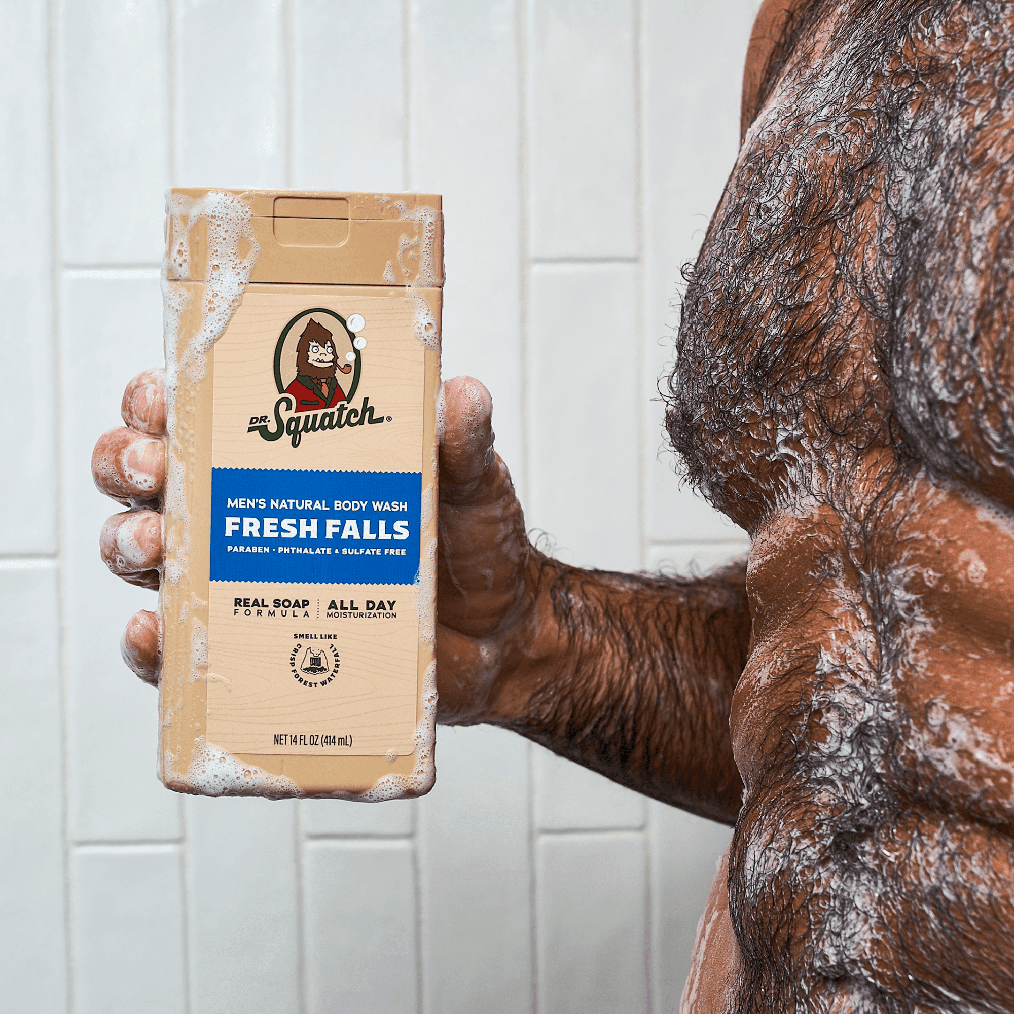 Dr. Squatch Mens Natural Body Wash, Sulfate Free Moisturizing Body Wash for men, Fresh Falls, 14 fl Oz