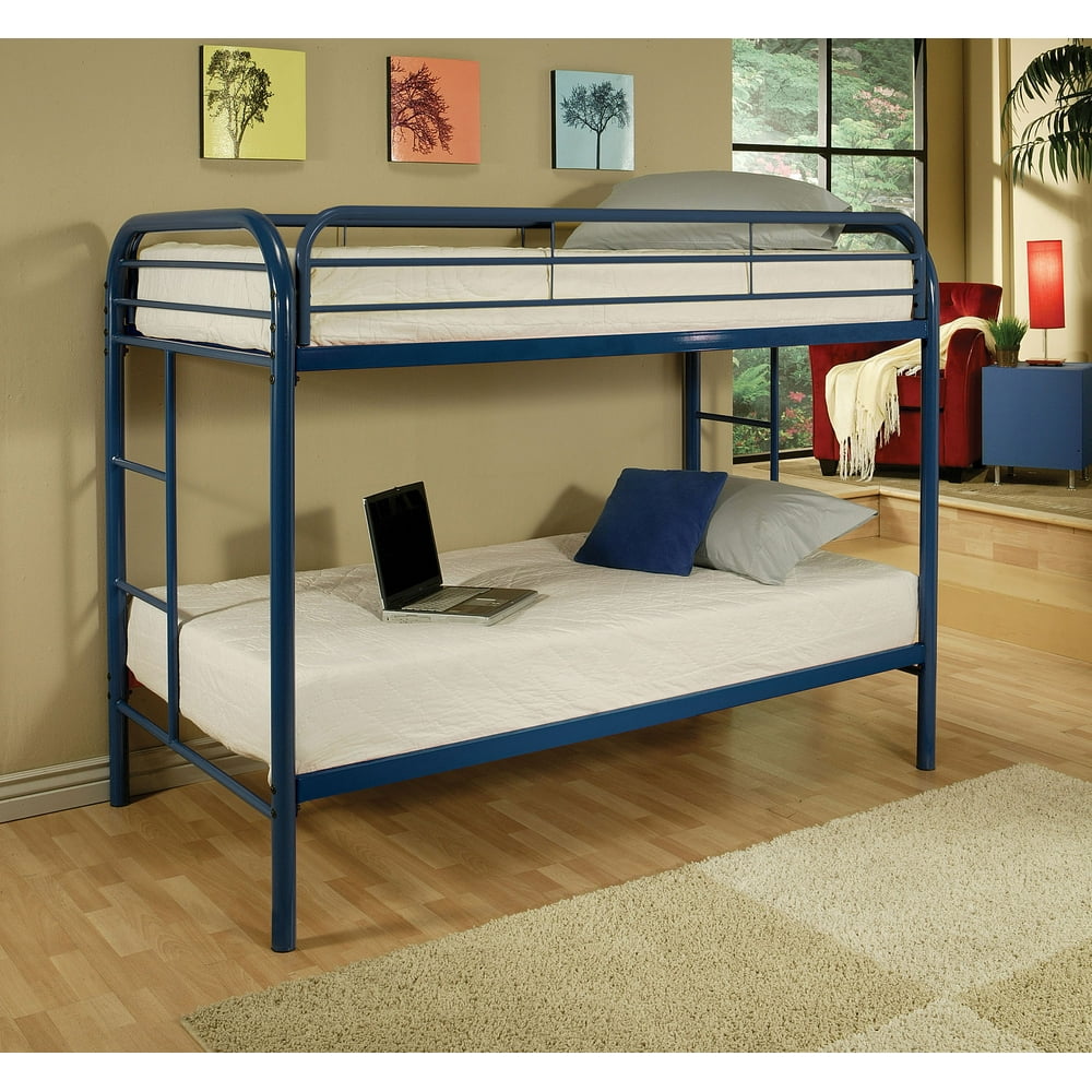 78" X 41" X 60" Twin Over Twin Blue Metal Tube Bunk Bed