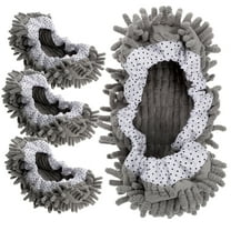 MERRYHAPY Reusable Mop Slippers Grey Chenille Lazy Mopping Shoe Covers for Home Use 2Pairs