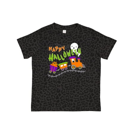 

Inktastic Happy Halloween- Train with Pumpkins Bats Cat and Ghost Gift Toddler Boy or Toddler Girl T-Shirt