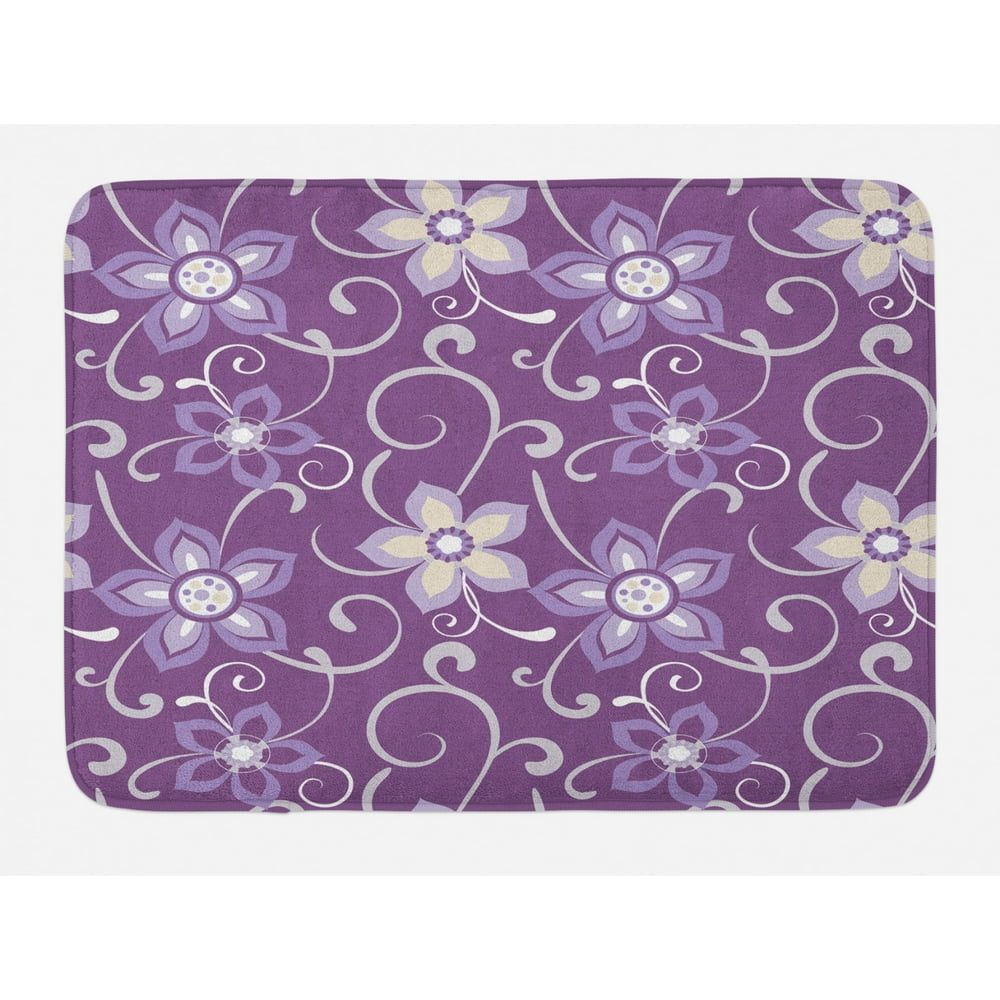 Eggplant Bath Mat, Beautiful Lilacs with Leaves Sticking out of Them in