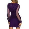 thumbnail image 3 of LilyLLL Womens Evening Party Clubwear Long Sleeve V Neck Sequins Mini Dress, 3 of 3
