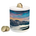 thumbnail image 1 of Mountain Piggy Bank, Alpine Scenery Foggy Italian Natural Park Vivid Sky Above Clouds Photography, Ceramic Coin Bank Money Box for Cash Saving, 3.6" X 3.2", Black White Blue, by Ambesonne, 1 of 4
