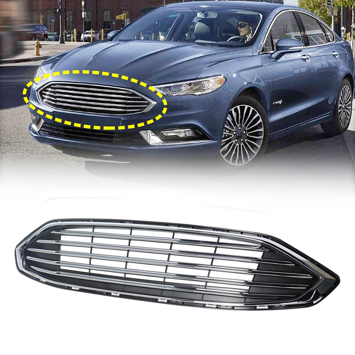 Fit for 17-18 Fusion Grill Chrome Front Grille - Walmart.com