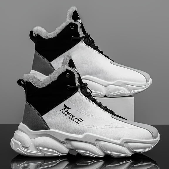 Men'S Winter Mid-Calf Thermal Insulated Hiking Boots - Thick Rubber Sole, Lace-Up Ankle Support, All-Season Outdoor Trekking Shoes with Cushioned Insole