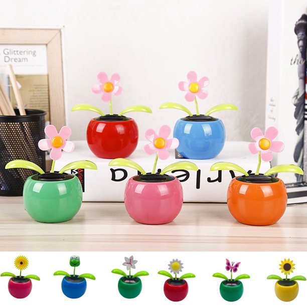 Zruodwans 2PCS Cute Solar Power Flip Flap Flower Insect for Car