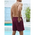 thumbnail image 5 of DAKIMOE Mens Swim Trunks Stretch Water Beach Shorts with Compression Liner 2 in 1 Quick-Dry Swimming Shorts with Zipper Pockets, Wine Red, M, 5 of 8