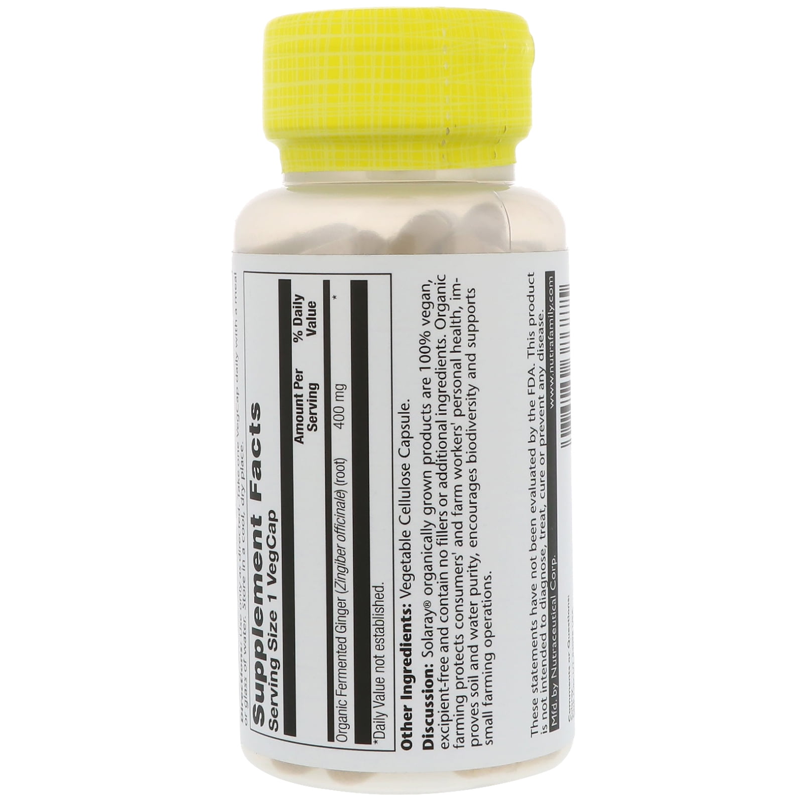 Solaray Fermented Ginger Root 400mg | 100 VegCaps