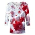 thumbnail image 4 of Vetsdori Plus Size Tops for Junior 3/4 Sleeve Valentine Blouses Holiday Graphic Summer,Gifts for Girlfriend Crew Neck Ladies T-Shirts Cute, 4 of 5