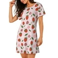 thumbnail image 2 of Pofeuu Floral Strawberr Print Women's Loose Fit Short Sleeve Nightgown, Comfortable Sleep Dress for Women, Casual Lounge Sleepwear, Soft Cotton Sleep Dress, 2 of 6