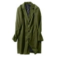 thumbnail image 4 of Men's Mid-Length Wool Trench Coat, Trendy Business Single-Breasted Outerwear, Army Green, L, 4 of 6