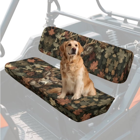 Uorisanigo UTV Seat Cover Dustproof Camo Hunting Deer Mule Seat Cover Universal UTV Bench Seats Covers Accessories Fit for Kawasaki Mule 3000 3010 3020 Non-Slip Covers Protection