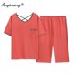 thumbnail image 1 of Conjunto de pijama hasta la pantorrilla para mujer, ropa de dormir de talla grande, Modal, con estampado a la moda, hasta la rodilla, de verano, 1 of 4