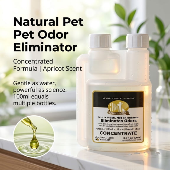 Kennel Odor Eliminator Concentrate 100ml, Non-Enzymatic Pet Odor Remover for Cages, Safe Deodorizer for Home Kennel Use, Pet Odor Neutralizer for Crates Beds Areas, White
