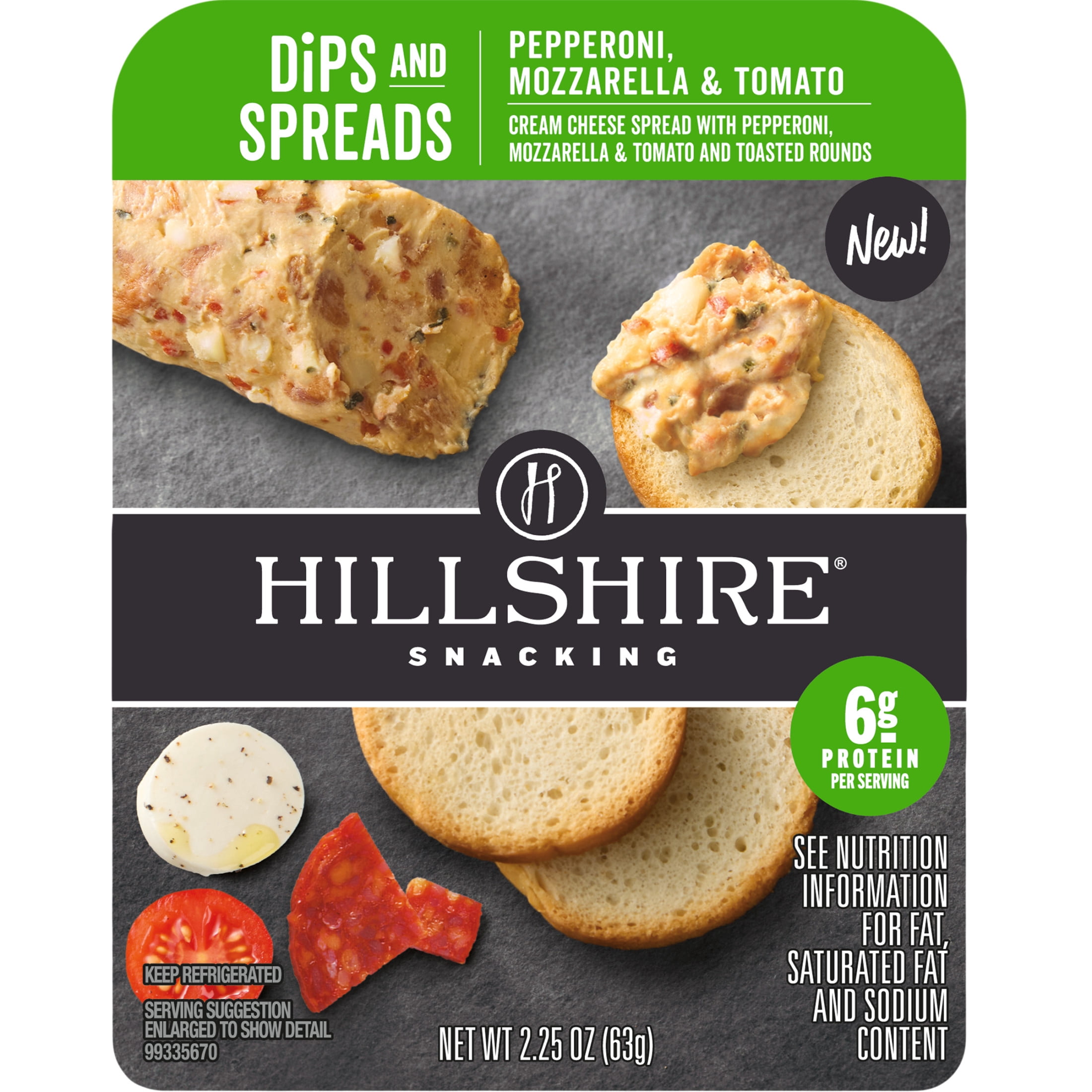 Hillshire Snacking Pepperoni, Mozzarella & Tomato, Refrigerated Spreads, 2.25 oz (Refrigerated)