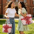 thumbnail image 2 of HUIACONG Red Bow Polka Dot Quilted Tote Bag Sturdy Shaped Washable Large Capacity Plush Shoulder Handbag for Holiday Shopping, Party Outings, Work Commute & Daily Use, 2 of 7