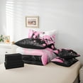 thumbnail image 6 of Manfei Abstract Marble Twin Bedding Sets 7pcs, Black Pink White Bedding Comforter Set, Modern Watercolor Marbling Sheet Sets, Luxury Bedroom Decor, 6 of 8