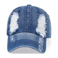 thumbnail image 5 of Lumtrix Vintage Distressed Denim Hat for Men and Women Light Ripped Baseball Caps Adjustable Dad Hats Blue One Size, 5 of 6