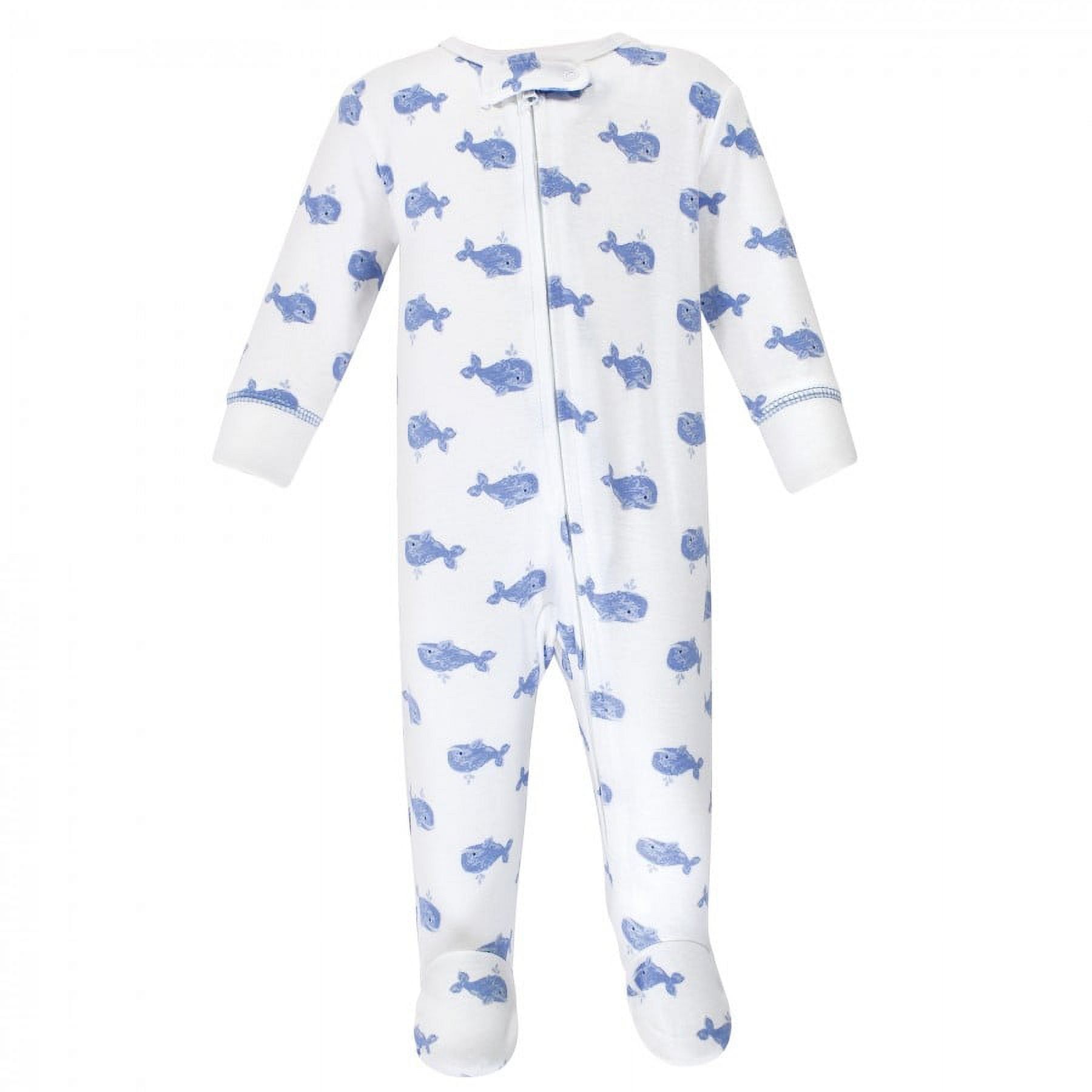 Hudson Baby Infant Boy Cotton Zipper Sleep and Play 2pk, Blue Whales, 6-9 Months